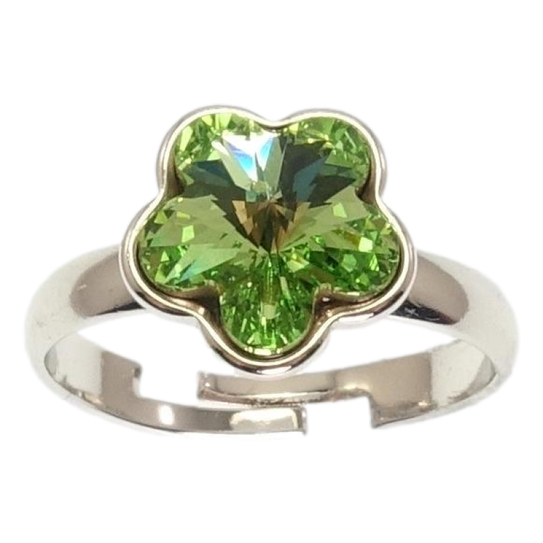 Каблучка Xuping колір Родій з кр-ми Swarovski Кристальна квіточка Fern Green фото №3 Каблучка Xuping колір Родій з кр-ми Swarovski Кристальна квіточка Fern Green фото №3