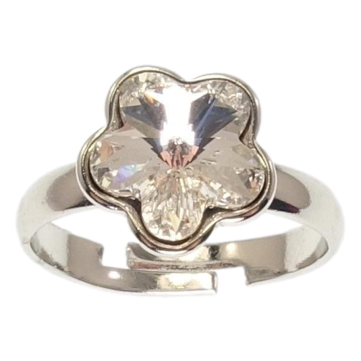 Каблучка Xuping колір Родій з кр-ми Swarovski Кристальна квіточка Clear фото №19