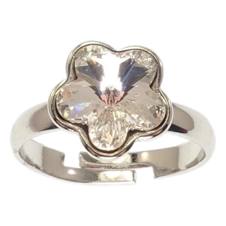 Каблучка Xuping колір Родій з кр-ми Swarovski Кристальна квіточка Clear фото №17