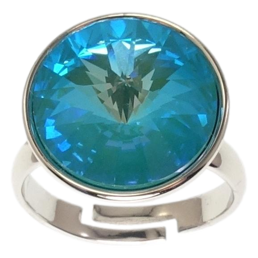 Кольцо Xuping цвет Родий с кр-ми Swarovski Кристалл Laguna Delite ø 16мм фото №1