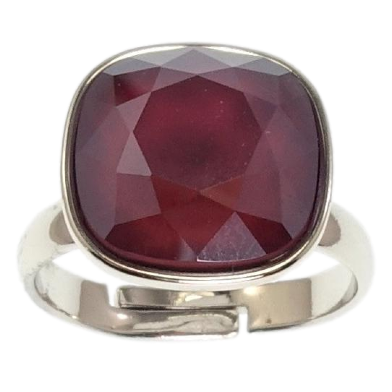 Каблучка Xuping колір Родій з кр-ми Swarovski Кристал Dark Red 14х14мм фото №1