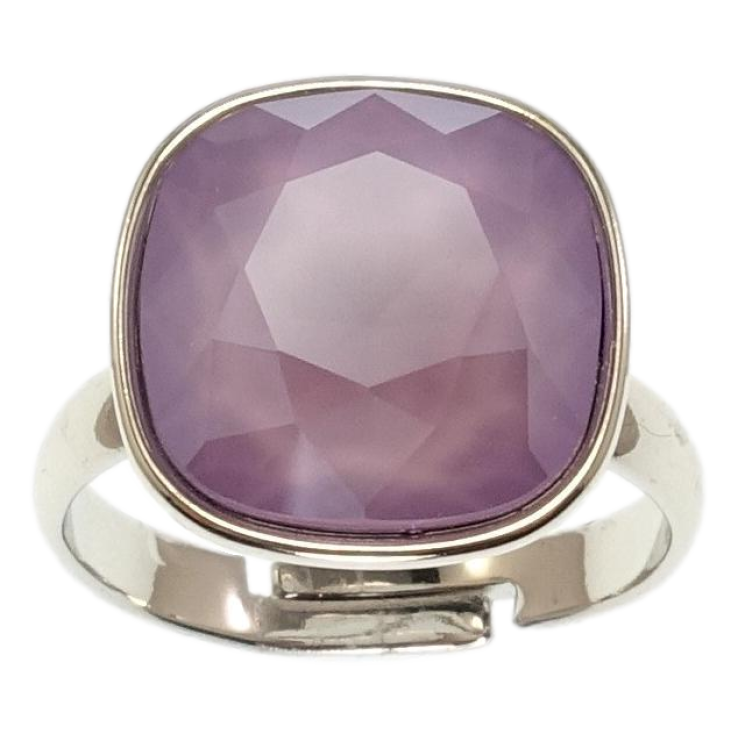 Каблучка Xuping колір Родій з кр-ми Swarovski Кристал Lilac 14х14мм фото №7