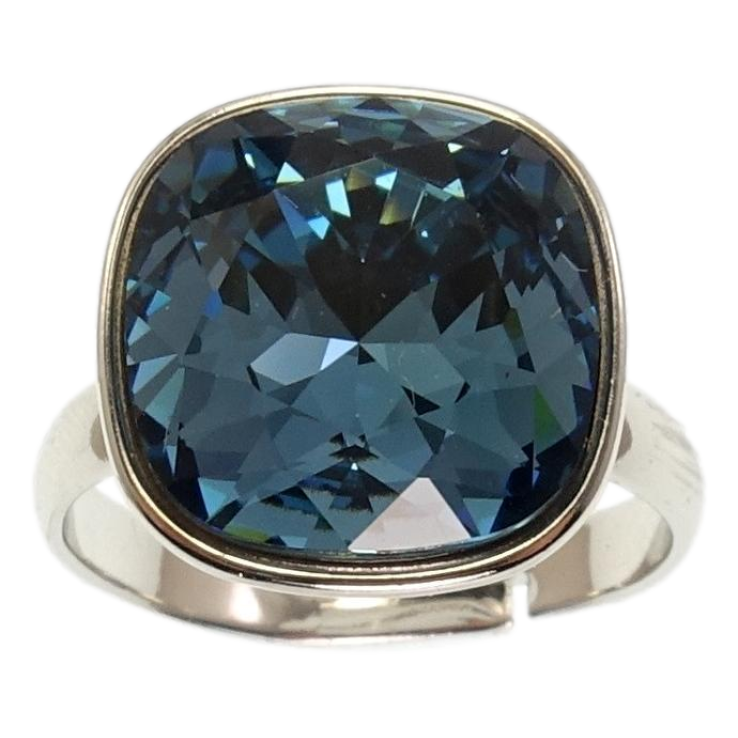 Каблучка Xuping колір Родій з кр-ми Swarovski Кристал Montana 14х14мм фото №24