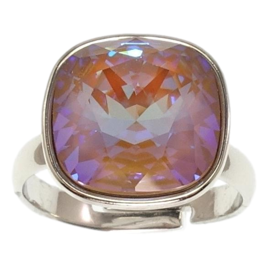 Каблучка Xuping колір Родій з кр-ми Swarovski Кристал Cappuccino Delite 14х14мм фото №1