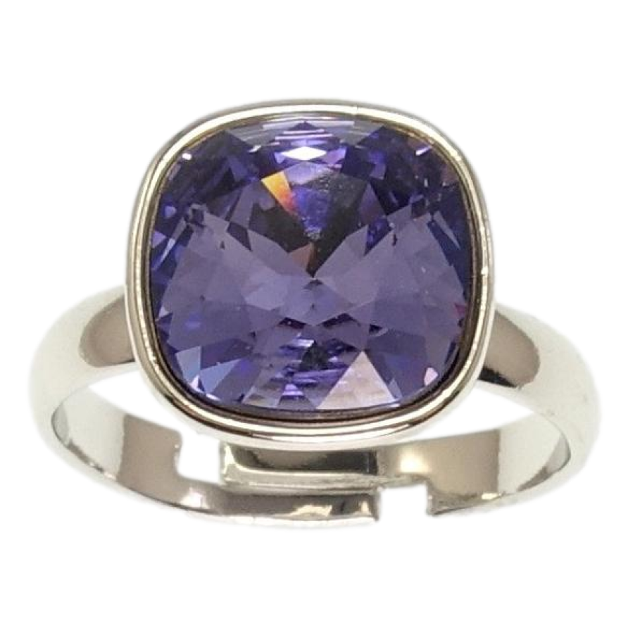 Каблучка Xuping колір Родій з кр-ми Swarovski Кристал Tanzanite 12х12мм фото №1
