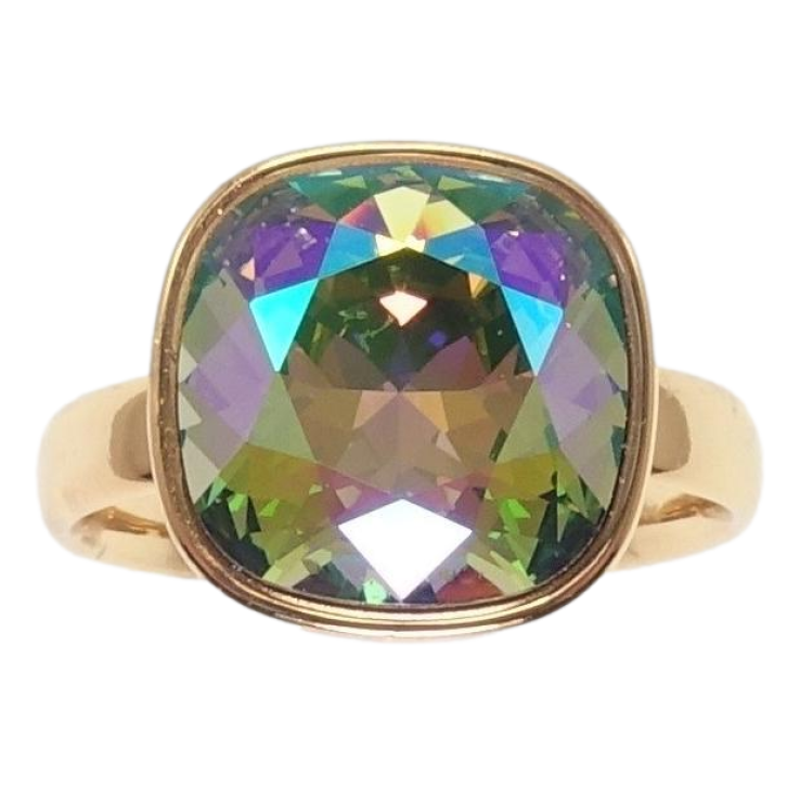 Кольцо Xuping цвет 18K с кр-ми Swarovski Кристалл Erinite Shimmer 14х14мм фото №10