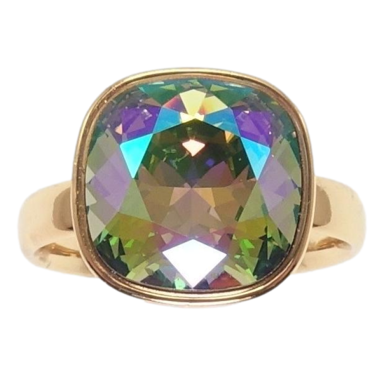 Кольцо Xuping цвет 18K с кр-ми Swarovski Кристалл Erinite Shimmer 14х14мм фото №1