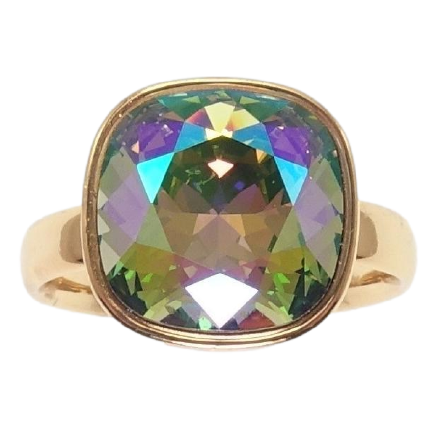 Кольцо Xuping цвет 18K с кр-ми Swarovski Кристалл Erinite Shimmer 14х14мм фото №1