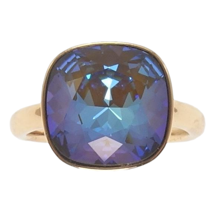 Каблучка Xuping колір 18K з кр-ми Swarovski Кристал Army Green Delite 13х13мм фото №10