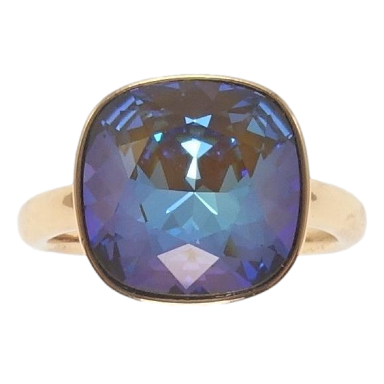 Каблучка Xuping колір 18K з кр-ми Swarovski Кристал Army Green Delite 13х13мм фото №1