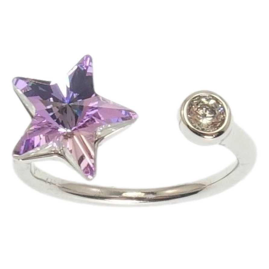 Каблучка Xuping колір Родій із кристалами Swarovski Кристальна зірочка Tanzanite фото №1