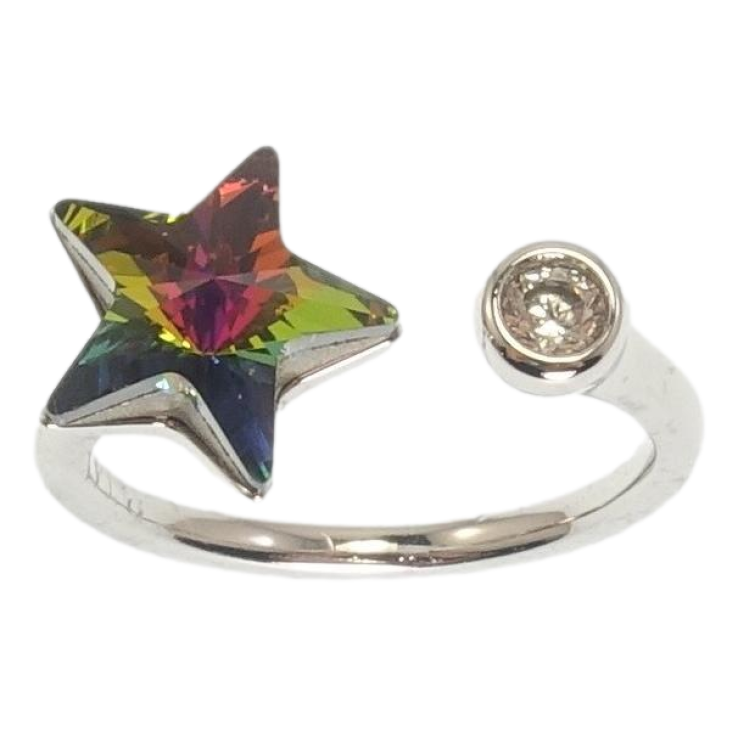 Каблучка Xuping колір Родій із кристалами Swarovski Кристальна зірочка Vitrail Medium фото №6 Каблучка Xuping колір Родій із кристалами Swarovski Кристальна зірочка Vitrail Medium фото №6