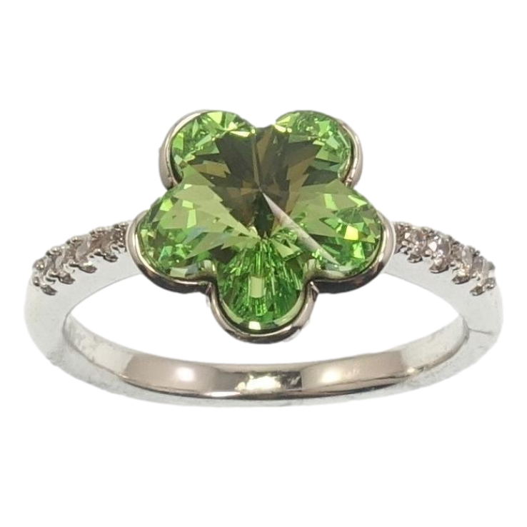 Каблучка Xuping колір Родій із кристалами Swarovski Кристальна квіточка Peridot фото №14 Каблучка Xuping колір Родій із кристалами Swarovski Кристальна квіточка Peridot фото №14