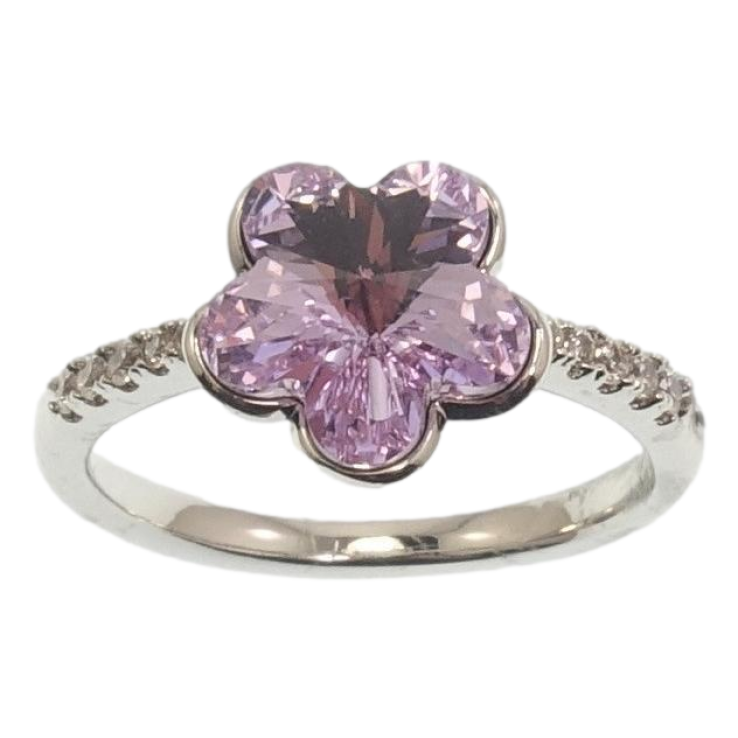 Каблучка Xuping колір Родій із кристалами Swarovski Кристальна квіточка Tanzanite фото №2