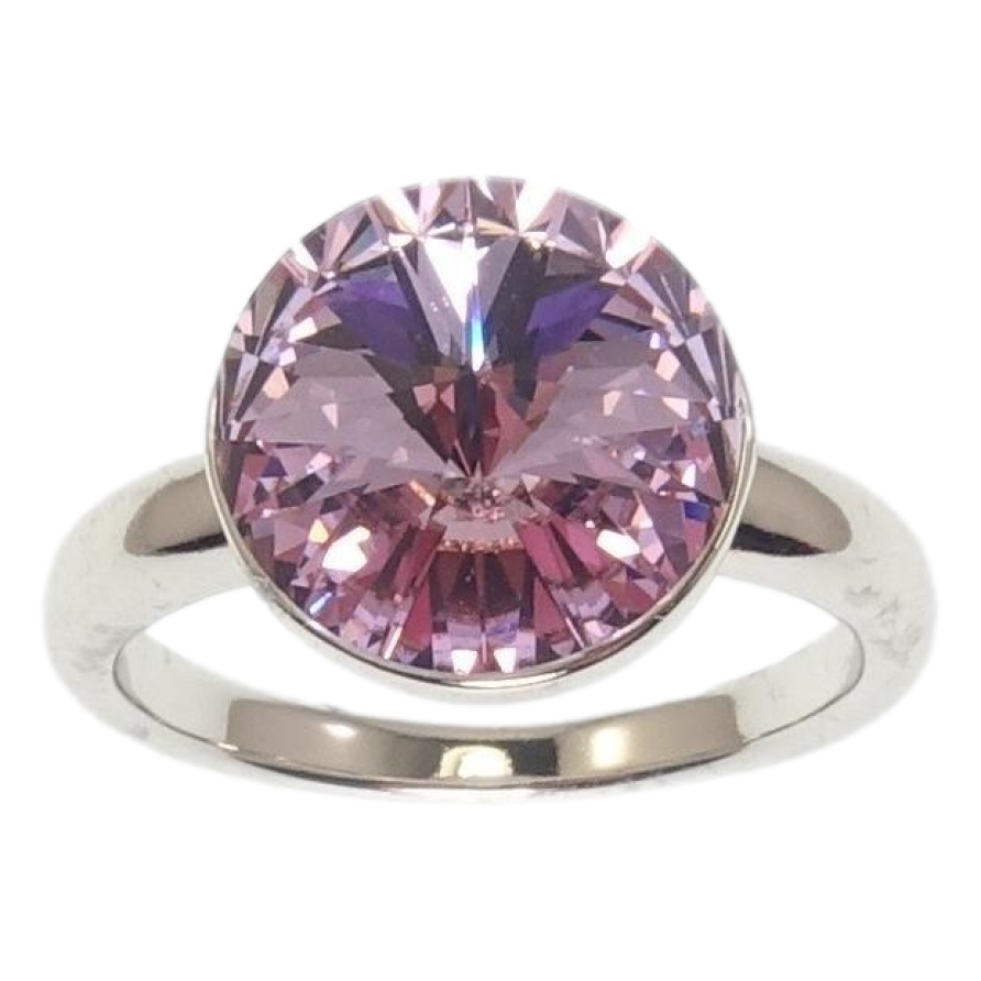 Каблучка Xuping колір Родій із кристалами Swarovski Кристал Light Amethyst ø 12мм фото №1