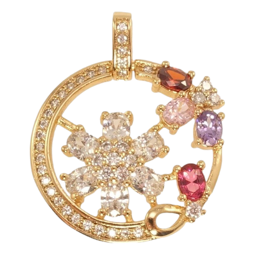 Кулон Xuping Позолота 18K Цветочный орнамент с цветным цирконием фото №1