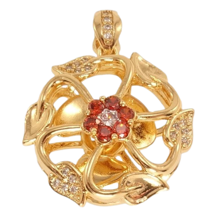 Кулон Xuping Позолота 18K Рослинний орнамент з червоним і білим цирконієм і лопатями, що крутяться фото №20