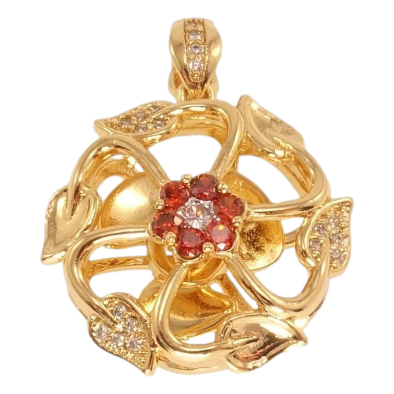 Кулон Xuping Позолота 18K Растительный орнамент с красным и белым цирконием и крутящимися лопастями фото №1