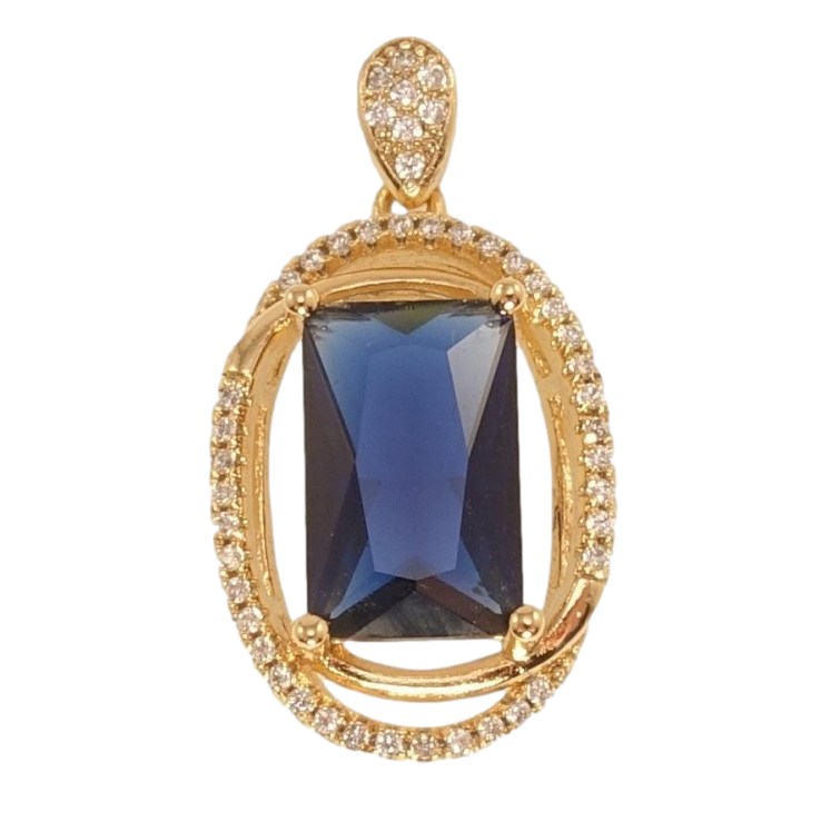Кулон Xuping Позолота 18K Синій кристал у овалі з цирконієм фото №2