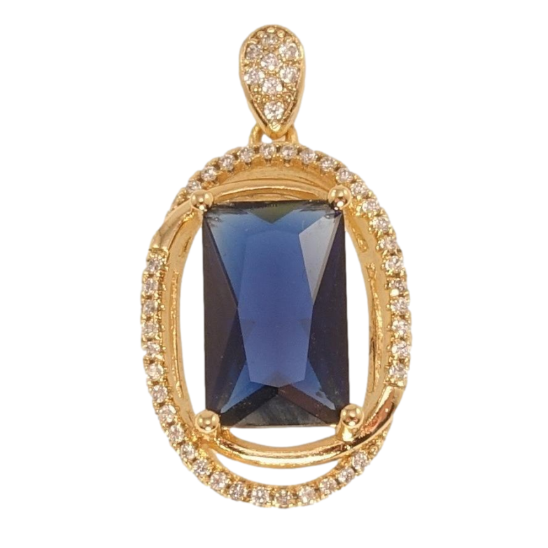Кулон Xuping Позолота 18K Синій кристал у овалі з цирконієм фото №1
