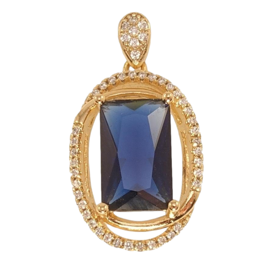 Кулон Xuping Позолота 18K Синій кристал у овалі з цирконієм фото №1