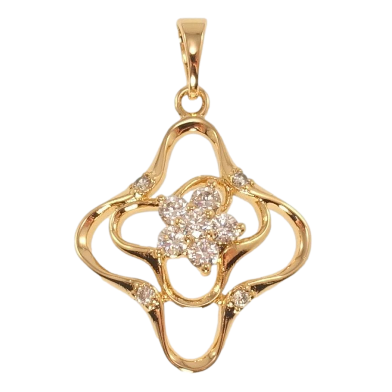 Кулон Xuping Позолота 18K Фігурна підвіска з кристальною квіточкою фото №1