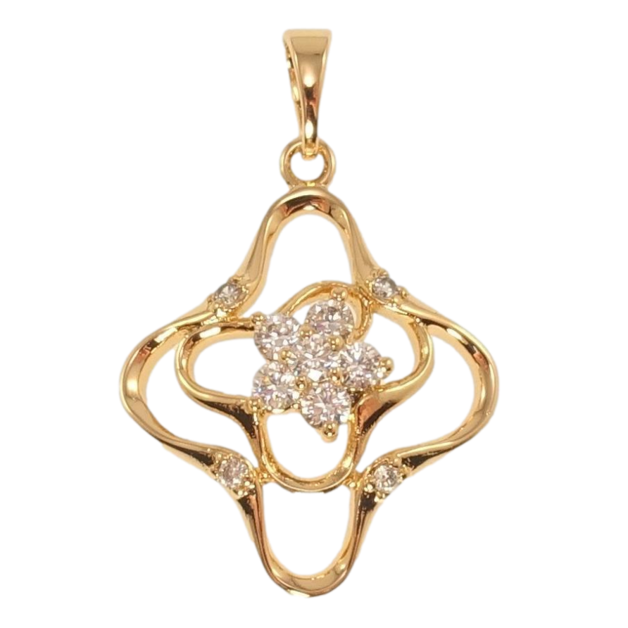Кулон Xuping Позолота 18K Фігурна підвіска з кристальною квіточкою фото №1