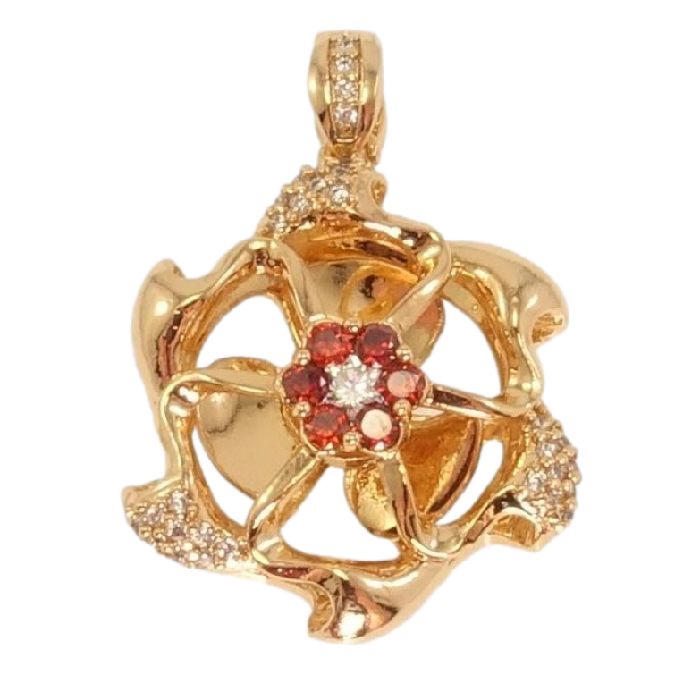 Кулон Xuping Позолота 18K Пропелер з цирконієм та червоними фіанітами фото №1