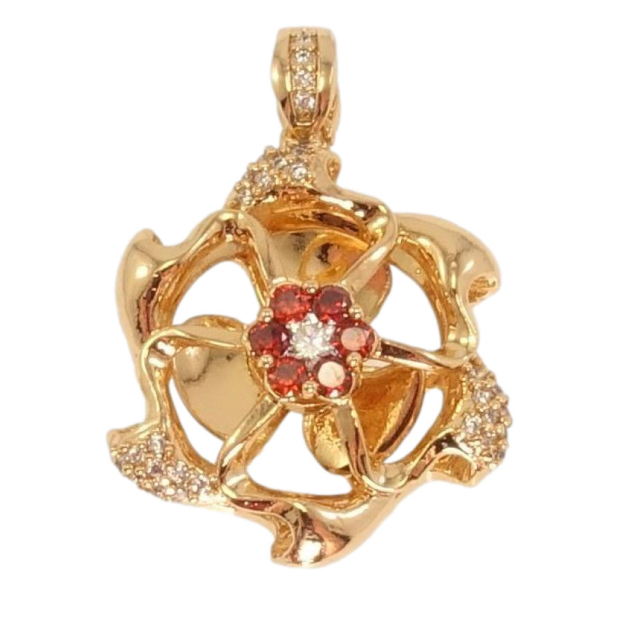 Кулон Xuping Позолота 18K Пропеллер с цирконием и красными фианитами фото №1