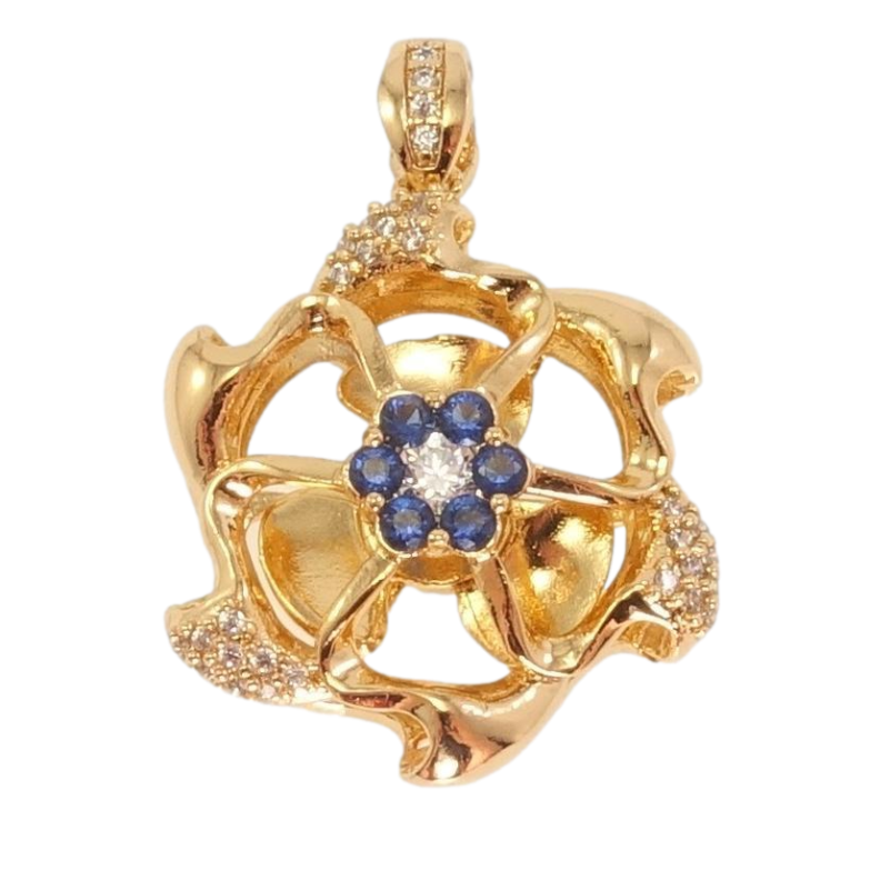 Кулон Xuping Позолота 18K Пропеллер с цирконием и синими фианитами фото №1