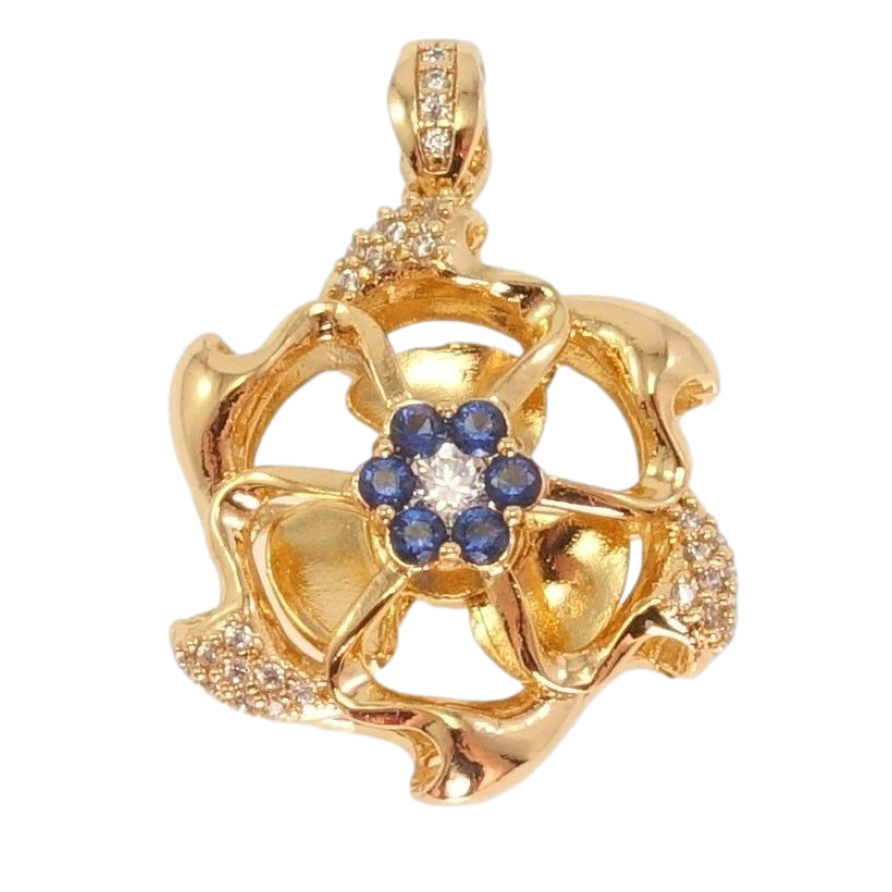 Кулон Xuping Позолота 18K Пропеллер с цирконием и синими фианитами фото №1