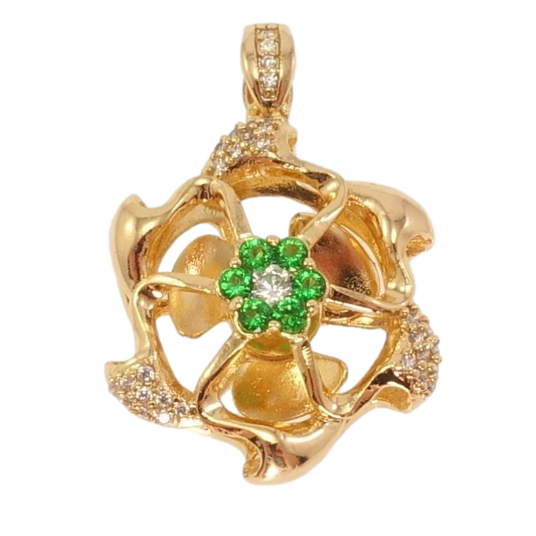 Кулон Xuping Позолота 18K Пропелер з цирконієм та зеленими фіанітами фото №16