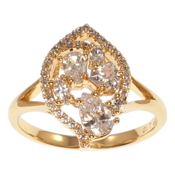 Кольцо Xuping Позолота 18K Лепесток с россыпью циркония фото №23