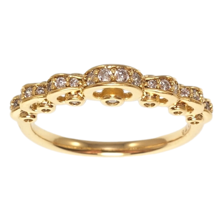 Кольцо Xuping Позолота 18K Волнистая дорожка циркония с боковым узором фото №25