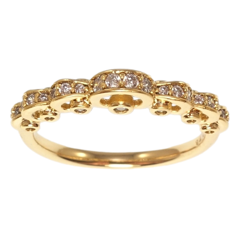 Кольцо Xuping Позолота 18K Волнистая дорожка циркония с боковым узором фото №1