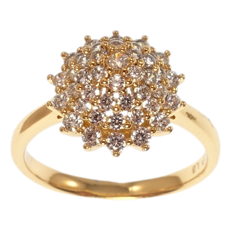 Кольцо Xuping Позолота 18K Купол с россыпью циркония фото №24