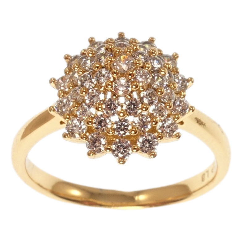 Кольцо Xuping Позолота 18K Купол с россыпью циркония фото №1