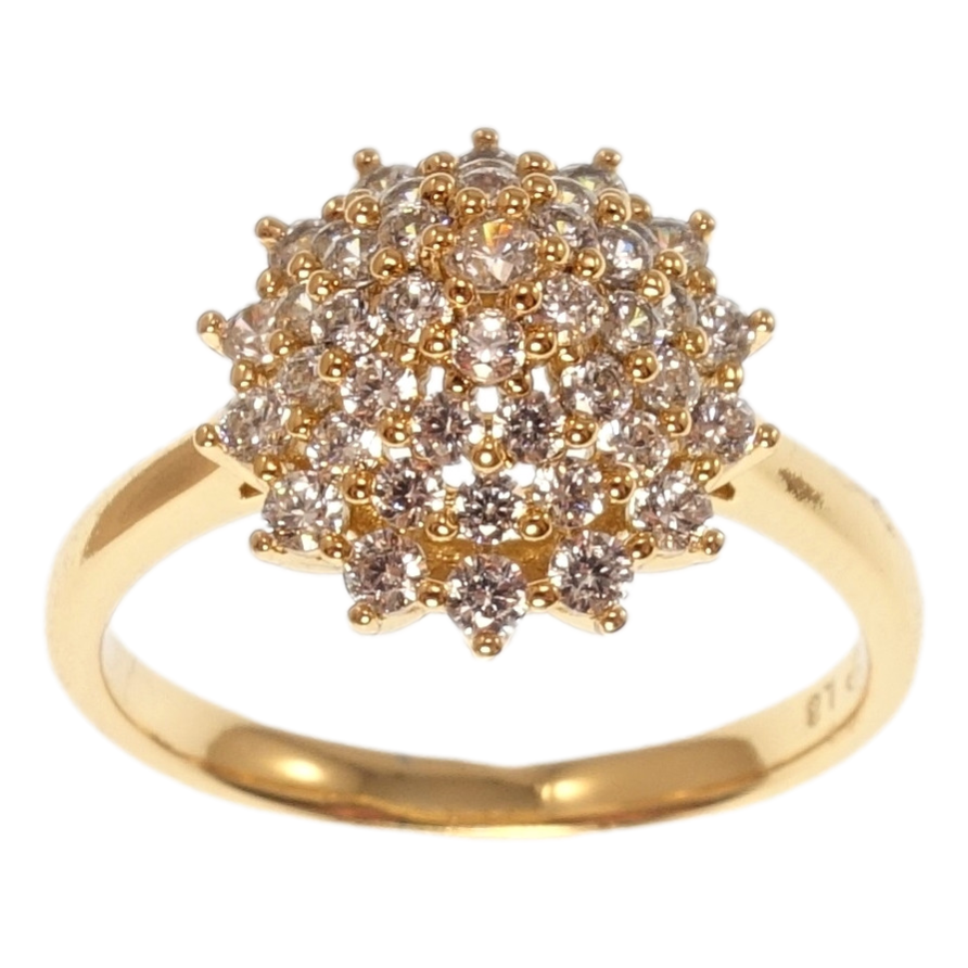 Кольцо Xuping Позолота 18K Купол с россыпью циркония фото №1