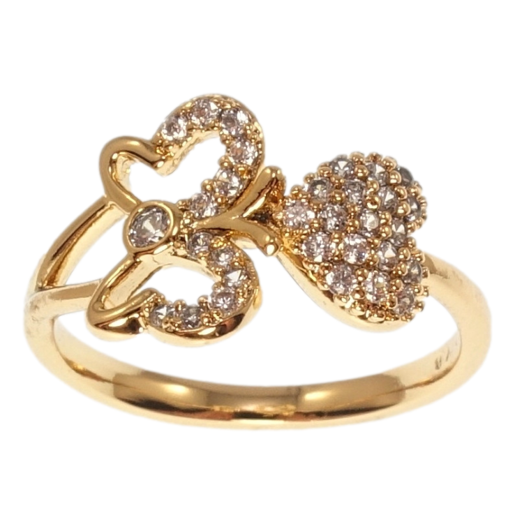 Кольцо Xuping Позолота 18K Бабочка с сердечком и россыпью циркония фото №19