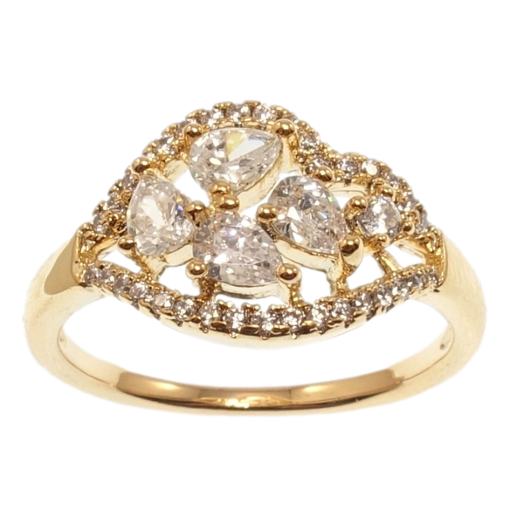 Кольцо Xuping Позолота 18K Кристальные капли с волнами циркония фото №8