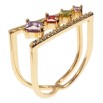 Кольцо Xuping Позолота 18K Модерн с разноцветными кристаллами и дорожкой циркония фото №2