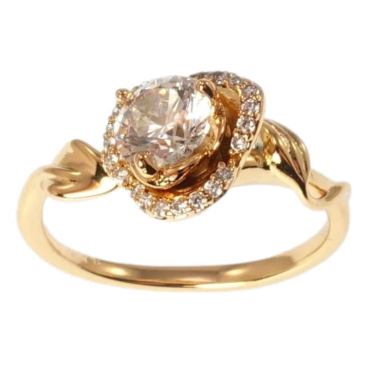 Кольцо Xuping Позолота 18K Цветок с кристаллом фото №4