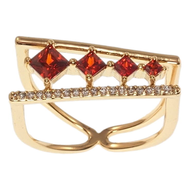 Кольцо Xuping Позолота 18K Модерн с красными кристаллами и дорожкой циркония фото №24