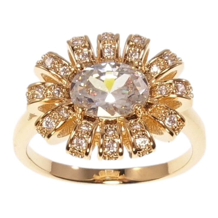 Кольцо Xuping Позолота 18K Цветок с инкрустацией цирконием фото №6
