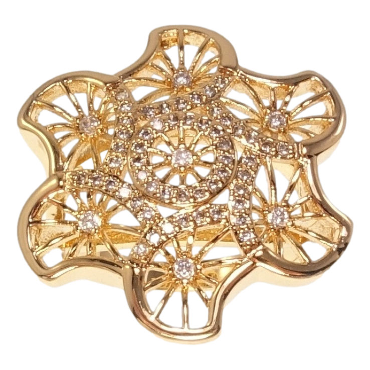 Кольцо Xuping Позолота 18K Крупный ажурный цветок с цирконием фото №20