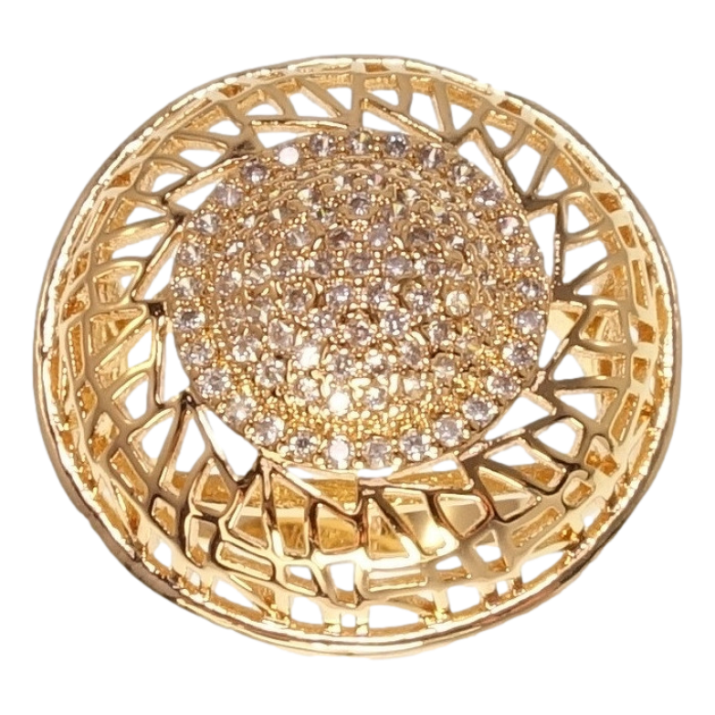 Каблучка Xuping Позолота 18K «Велике коло з різьбленим візерунком і цирконієм» фото №1