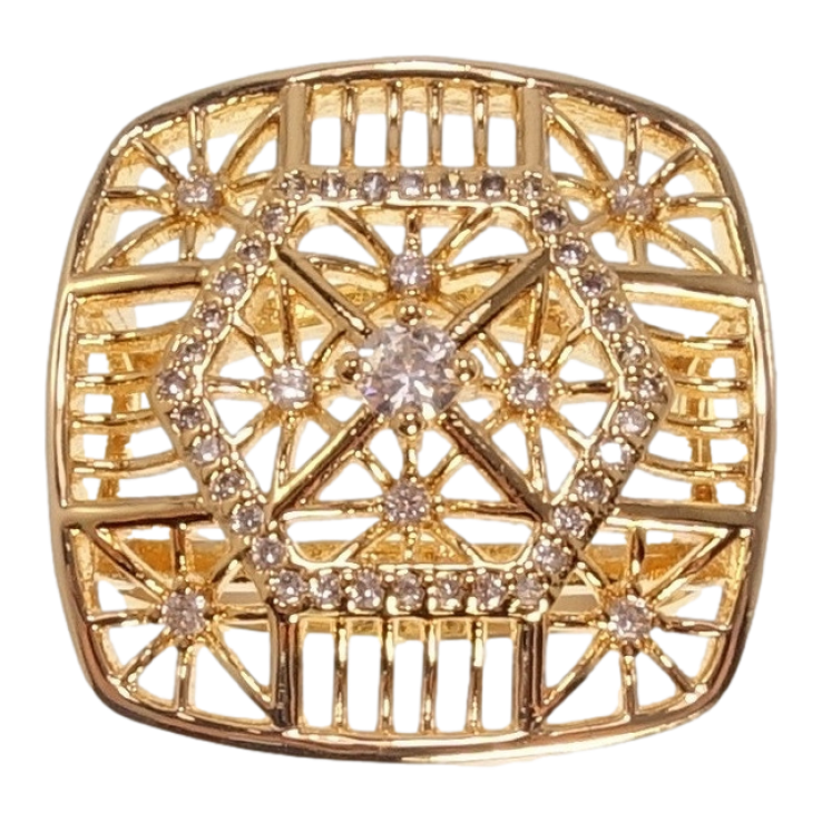 Кольцо Xuping Позолота 18K Квадратный Ажурный Купол фото №4