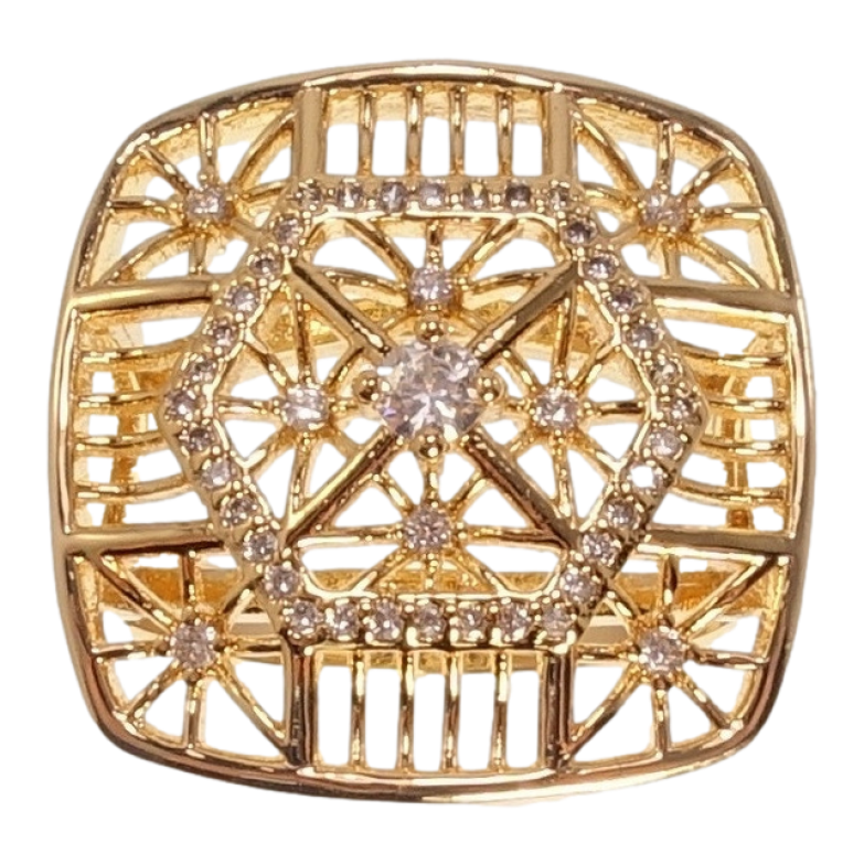 Кольцо Xuping Позолота 18K Квадратный Ажурный Купол фото №2