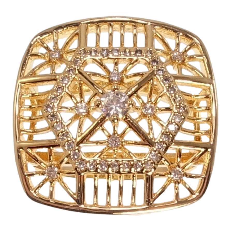 Кольцо Xuping Позолота 18K Квадратный Ажурный Купол фото №1
