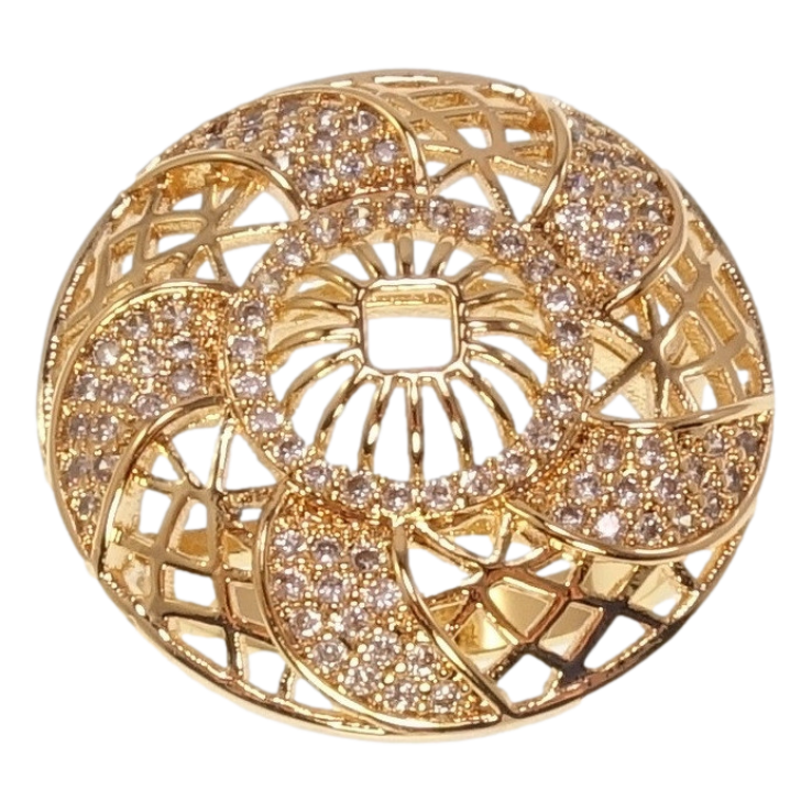 Кольцо Xuping Позолота 18K Крупный купол с резным узором и цирконием фото №25